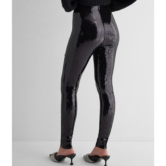 Express- High Waisted Sequin Leggings - Picture 2 of 5